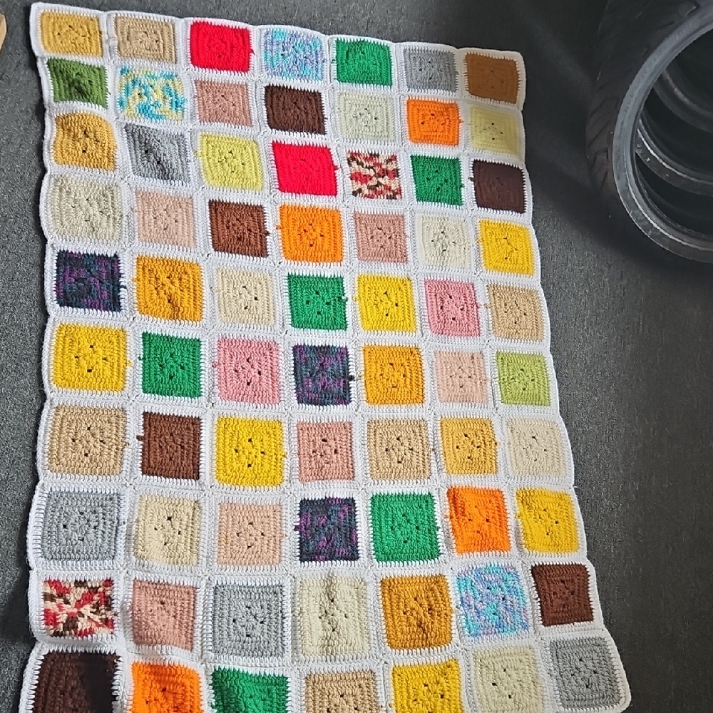 Handmade Crochet Granny Square Blanket - Multicolor